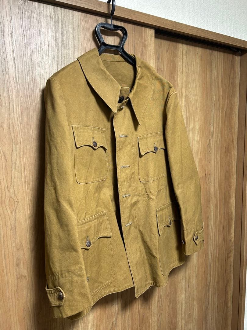 40s ハンティングジャケット 動物ボタン　ヴィンテージ　フレンチ