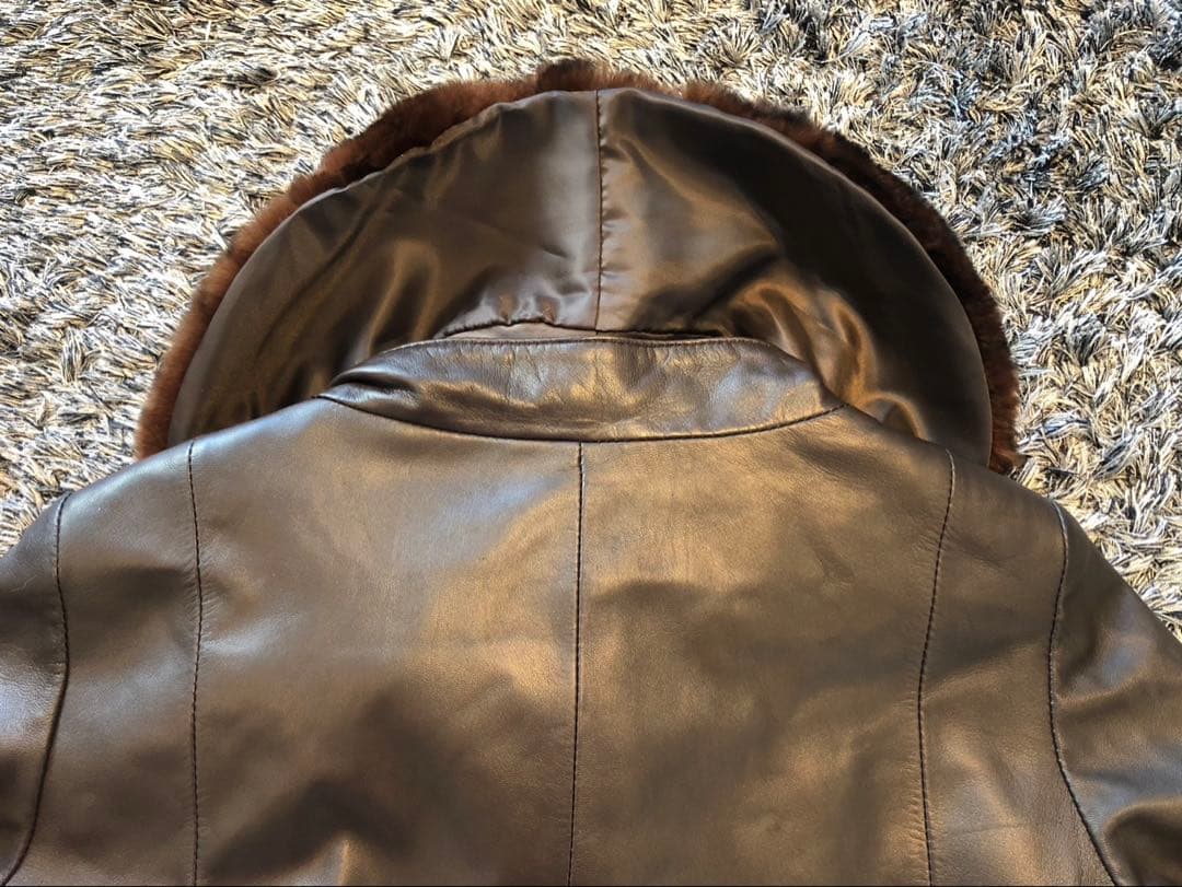【希少】羊革　レザー　レッキス　ファー　ブラウン　ヴィンテージ　古着