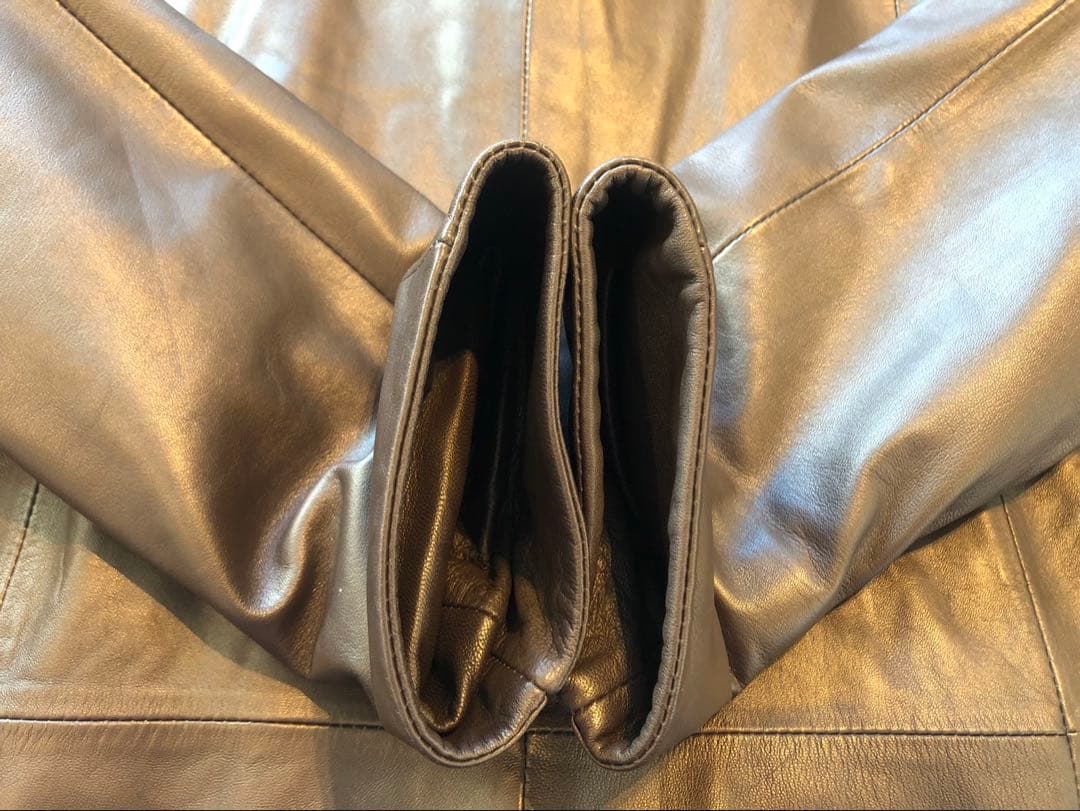 【希少】羊革　レザー　レッキス　ファー　ブラウン　ヴィンテージ　古着
