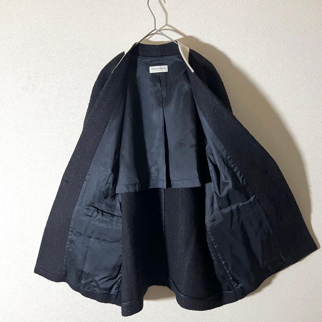 ドリスヴァンノッテン ツイード ポンチョ ジャケット ベルギー製　ネイビー M