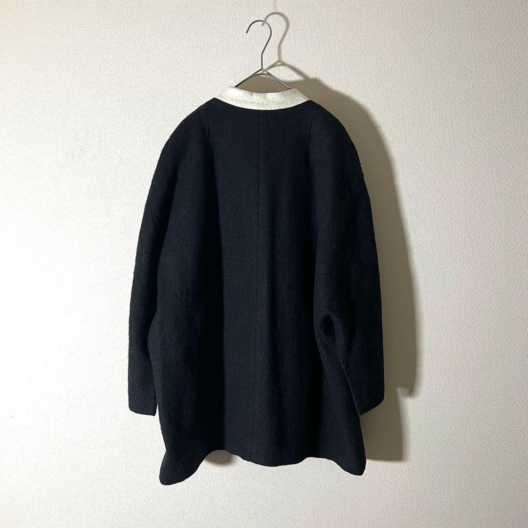 ドリスヴァンノッテン ツイード ポンチョ ジャケット ベルギー製　ネイビー M