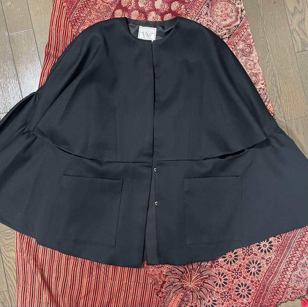 SEVEN TENセブンテン　ダブルクロスフレア ショートコート　ポンチョ XS