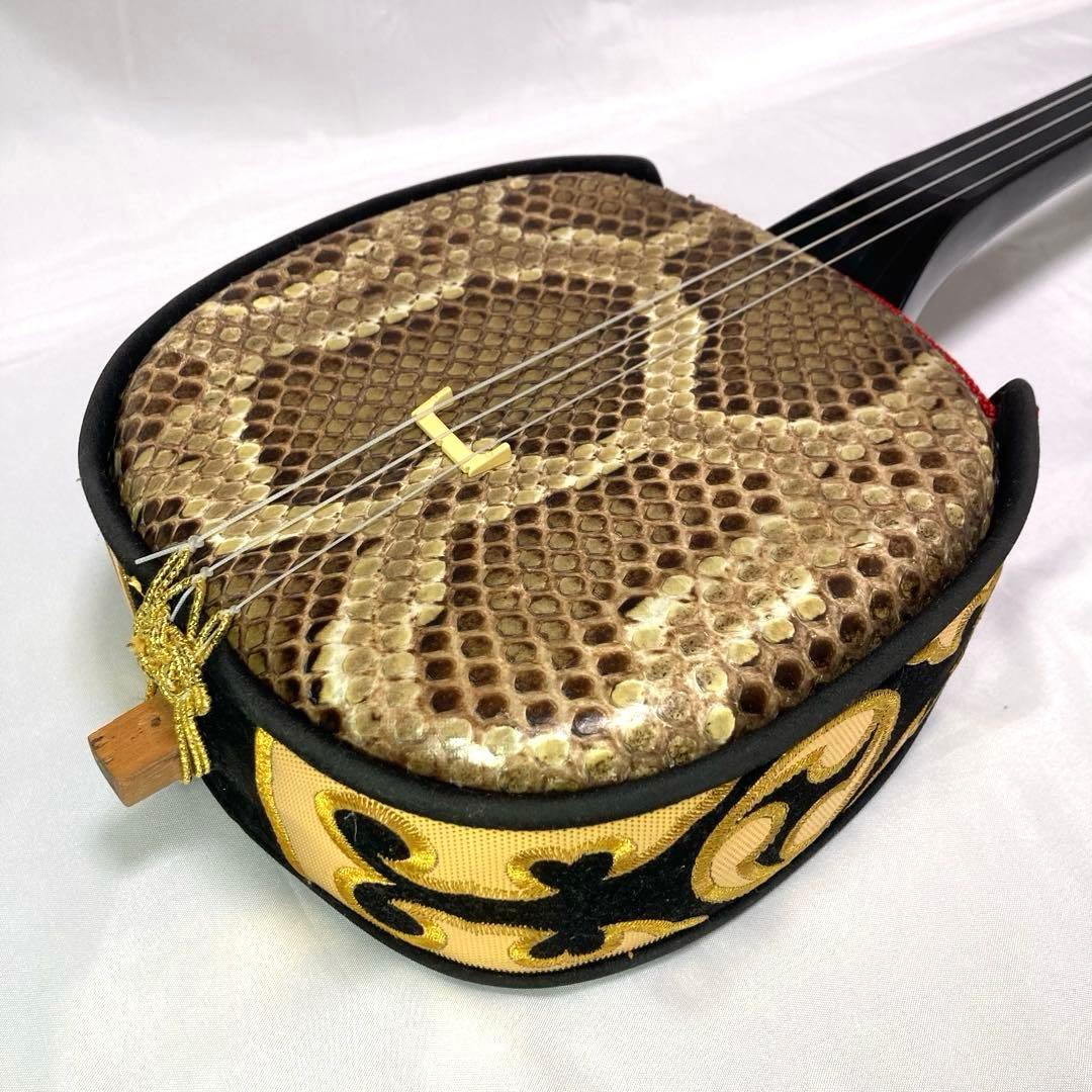 三線 沖縄 強化張り 本革 蛇革 ソフトケース 付属品 和楽器 初心者 中級者