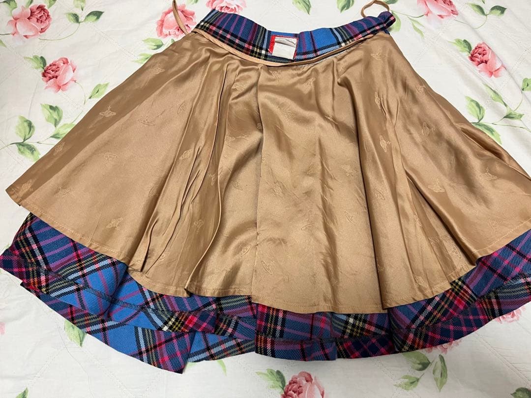 プ*️様 ヴィヴィアンウエストウッド＊ブルーマック柄フレアスカート＊難あり