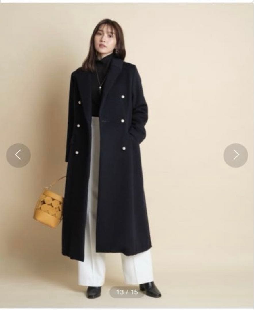 あ*け様 【極美品】ジャスグリッティー パールボタンチェスターコート ロングコー