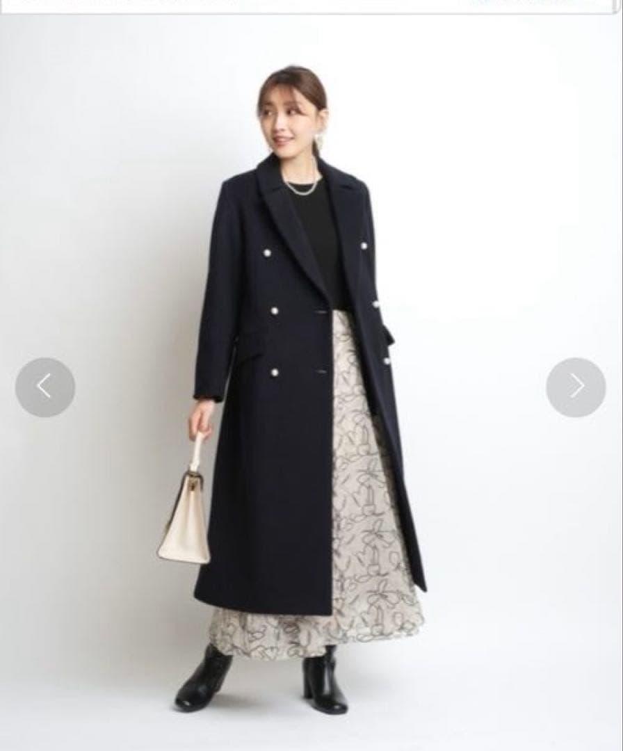 あ*け様 【極美品】ジャスグリッティー パールボタンチェスターコート ロングコー