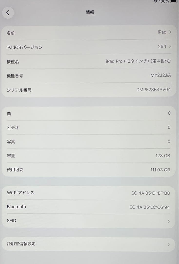 iPad Pro 12.9インチ 第4世代 シルバー　128GB 超美品　#6