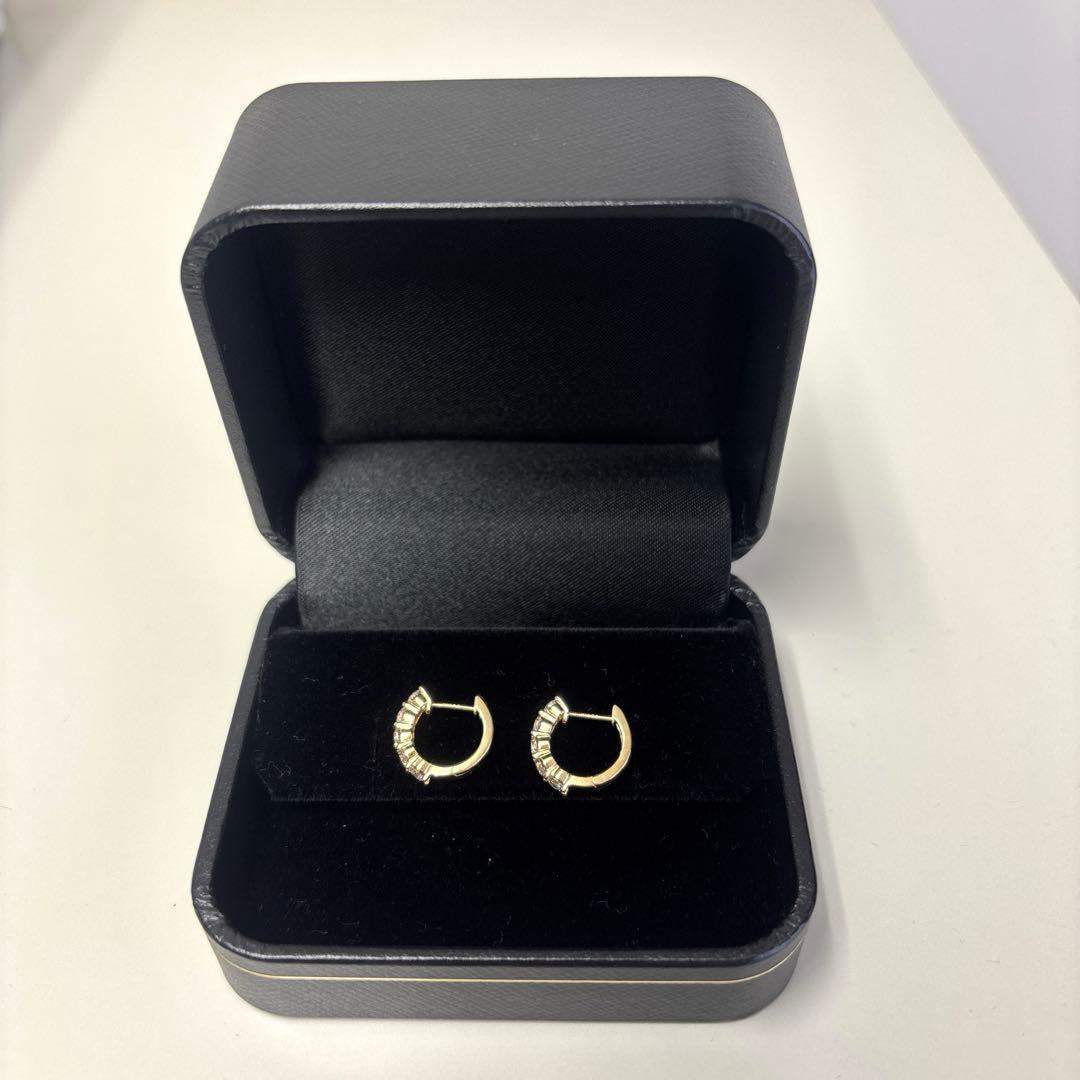 天然 ダイヤモンド 1.00ct K18 YG フープ ピアス
