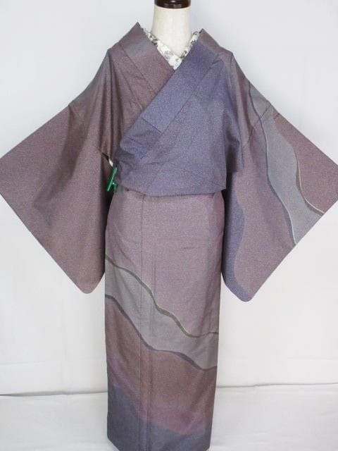 未着用に近い！本場縞大島紬＊寿紬工場＊たたき染め＊訪問着＊横幅大＊１６５ｃｍ