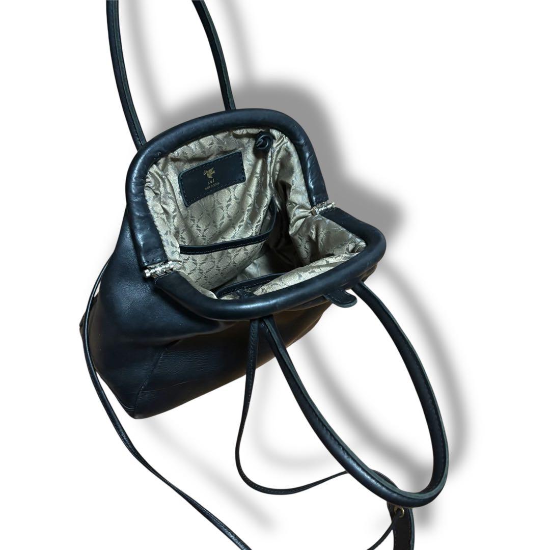 【極美品】sot Eleganzaレザー がま口 2wayショルダーバッグ