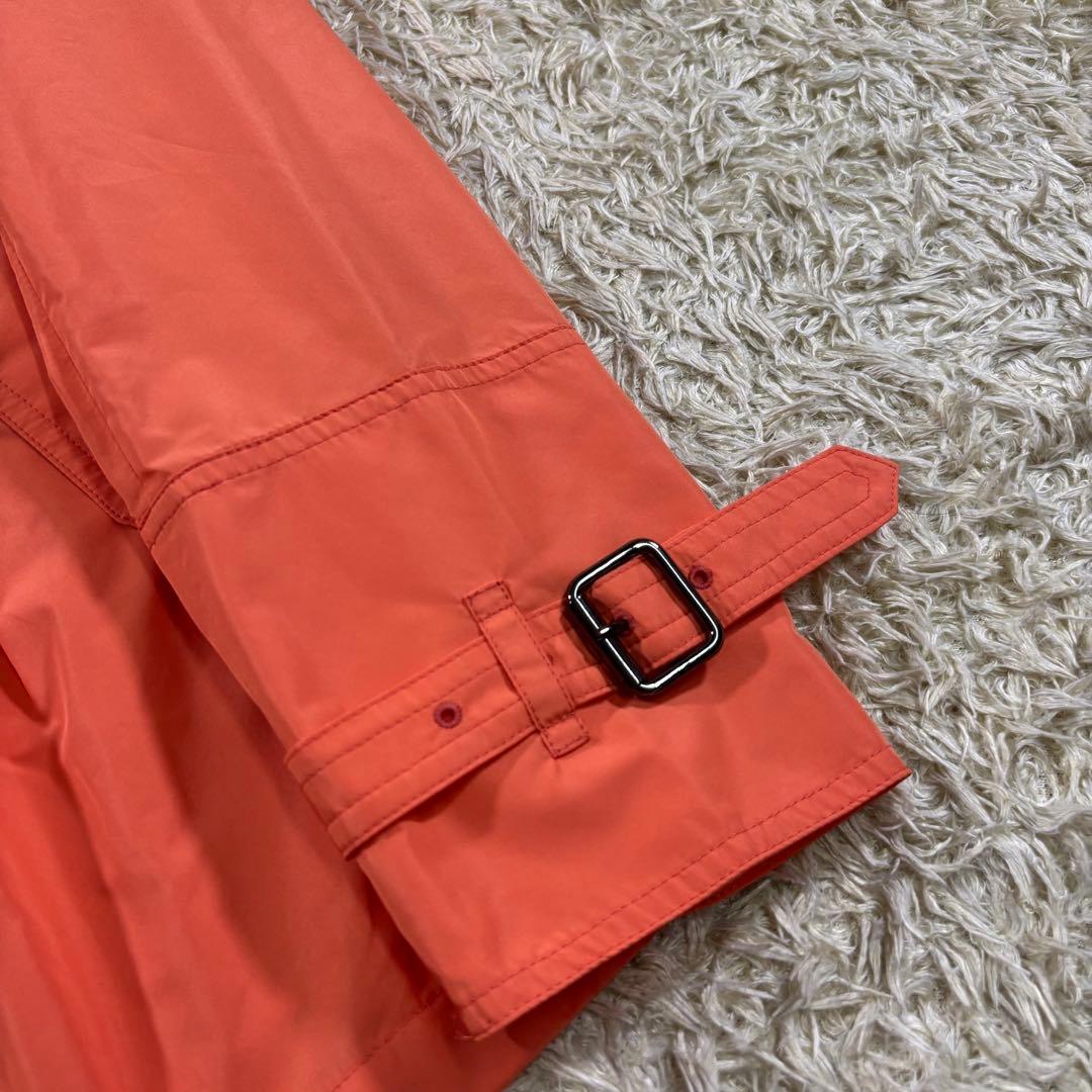 美品　バーバリーロンドン　ノバチェック　フード取り外し　トレンチコート　オレンジ