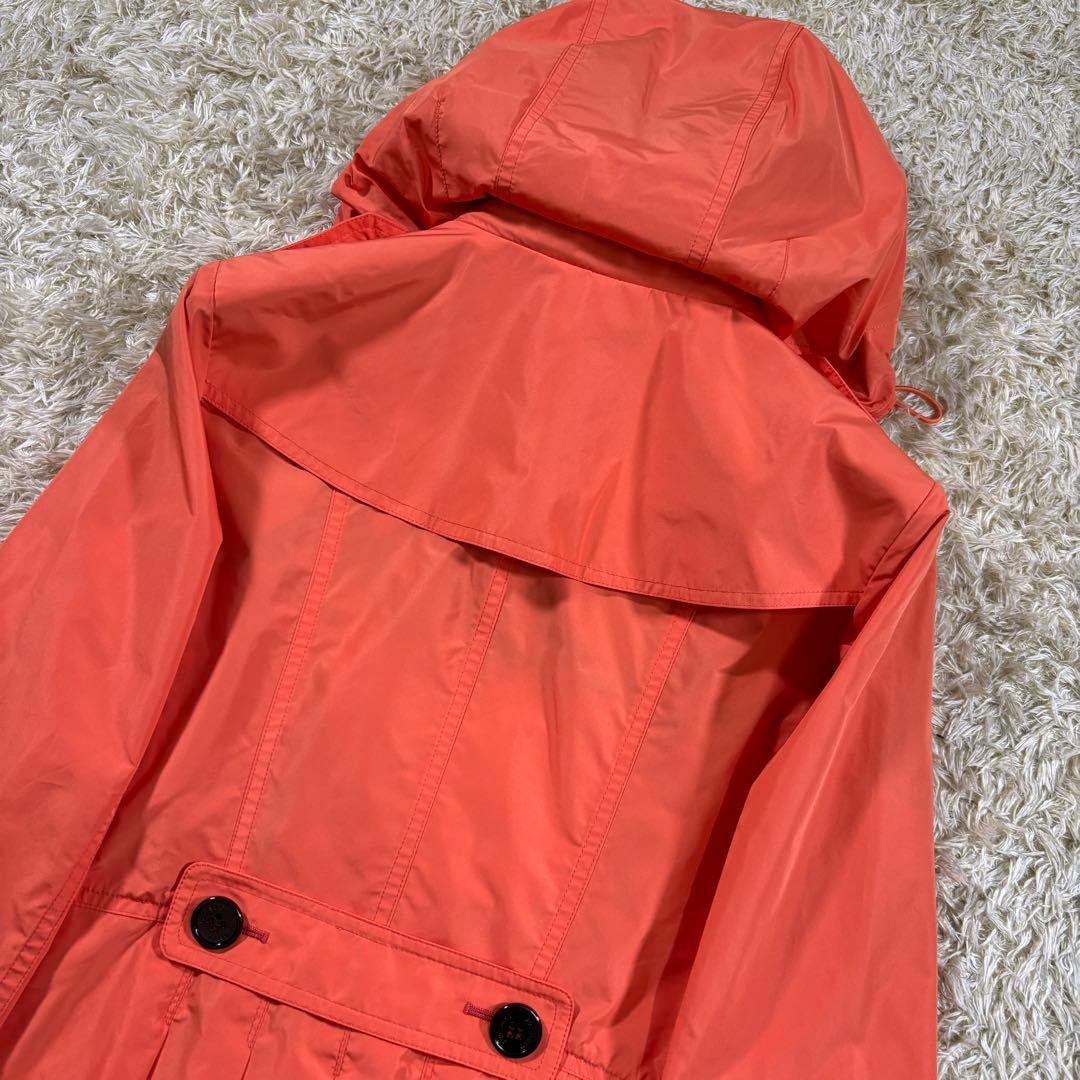 美品　バーバリーロンドン　ノバチェック　フード取り外し　トレンチコート　オレンジ