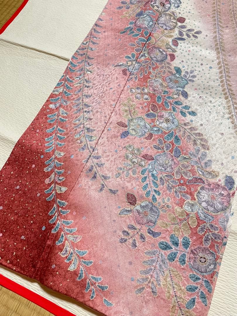 訪問着フルセット　辻ヶ花　絞り　地紋　金彩　トールサイズ　正絹　藤　金糸　箔