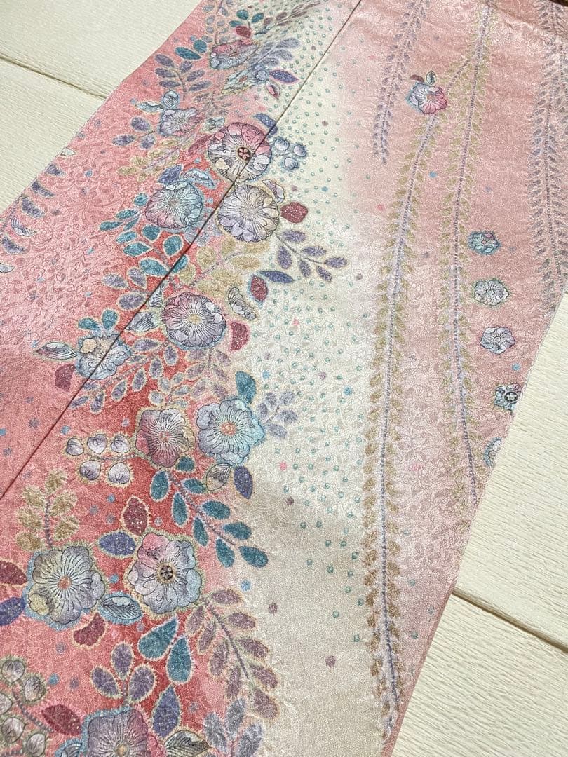 訪問着フルセット　辻ヶ花　絞り　地紋　金彩　トールサイズ　正絹　藤　金糸　箔