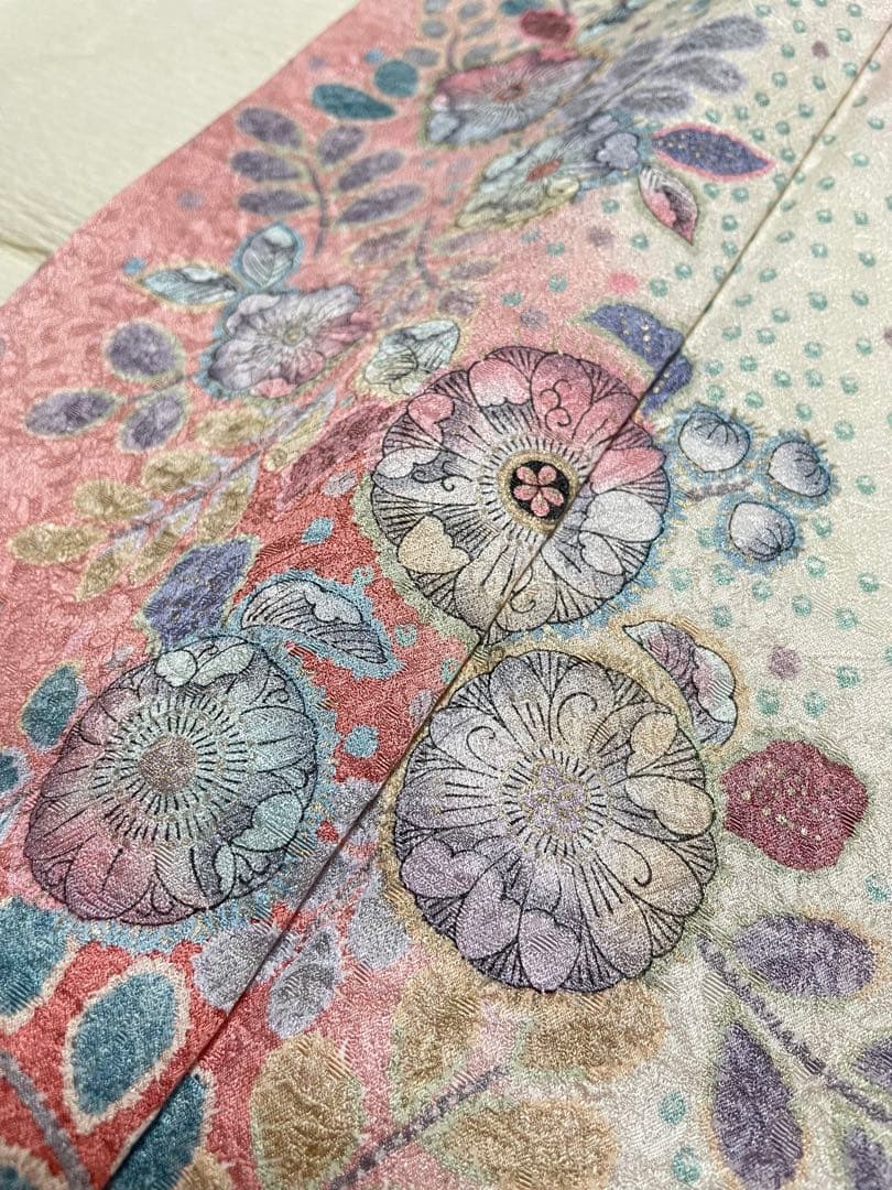 訪問着フルセット　辻ヶ花　絞り　地紋　金彩　トールサイズ　正絹　藤　金糸　箔