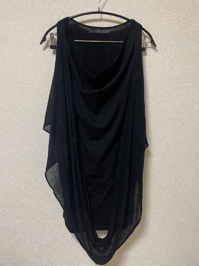 送料込 JULIUS 10ss ノースリーブカットソー【ブラック:サイズ1】