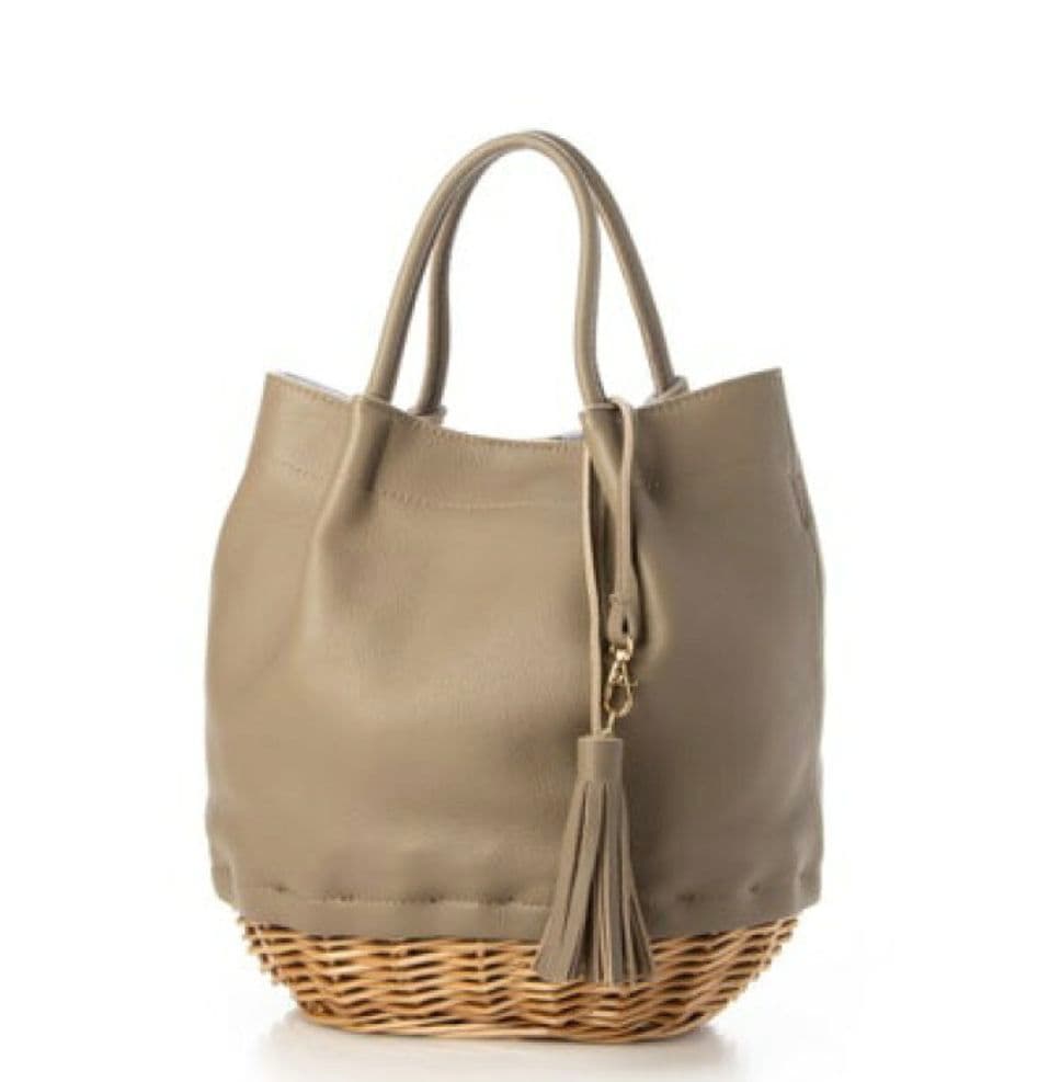 percheグレー かごバッグ タッセル付き