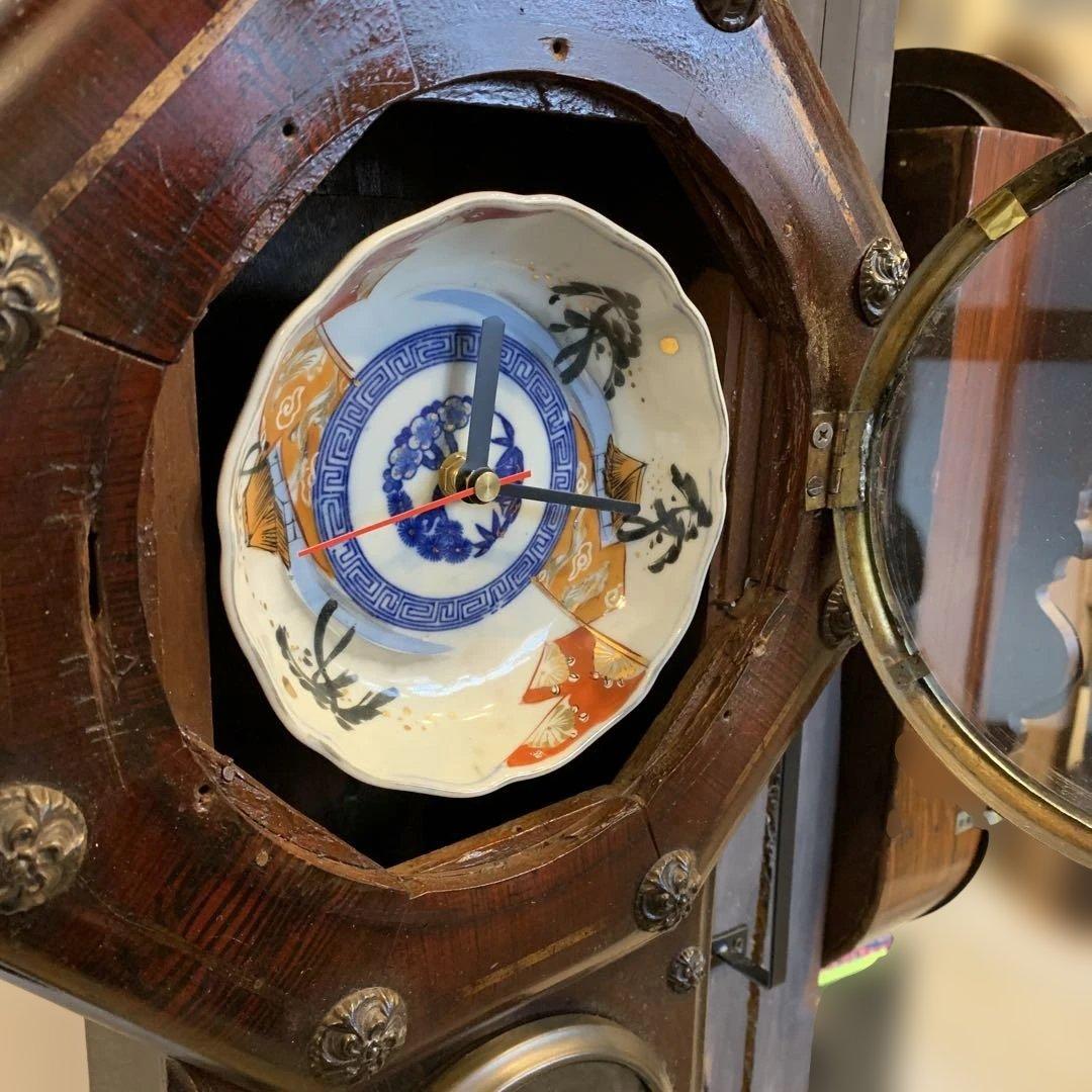 ノブ　そ　様　 専用 日本時計株式会社の柱時計枠　アンティーク赤柄古伊万里