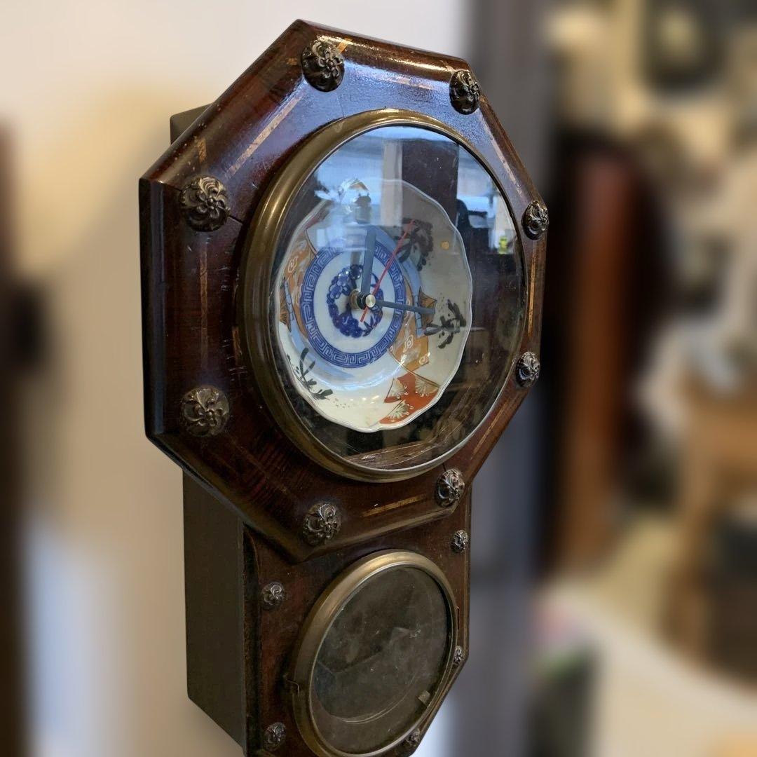 ノブ　そ　様　 専用 日本時計株式会社の柱時計枠　アンティーク赤柄古伊万里