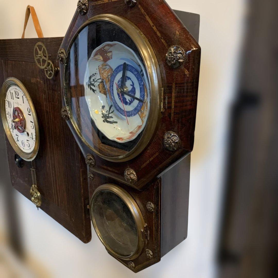 ノブ　そ　様　 専用 日本時計株式会社の柱時計枠　アンティーク赤柄古伊万里