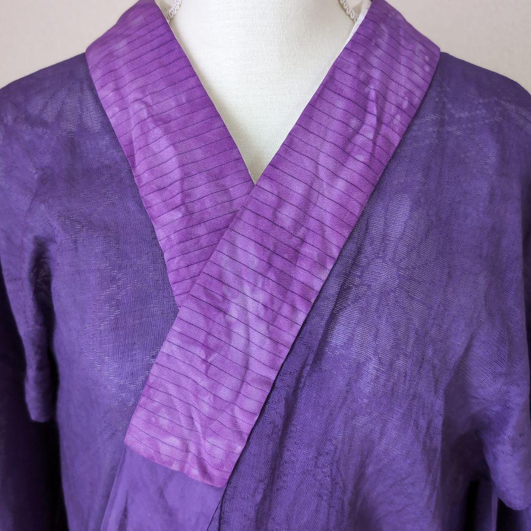 本麻　洗える長襦袢　桔梗色　カラー襦袢　リサイクル　管理ka3