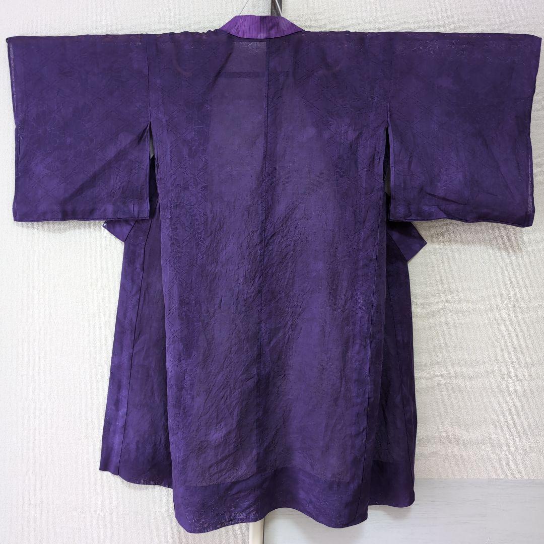 本麻　洗える長襦袢　桔梗色　カラー襦袢　リサイクル　管理ka3