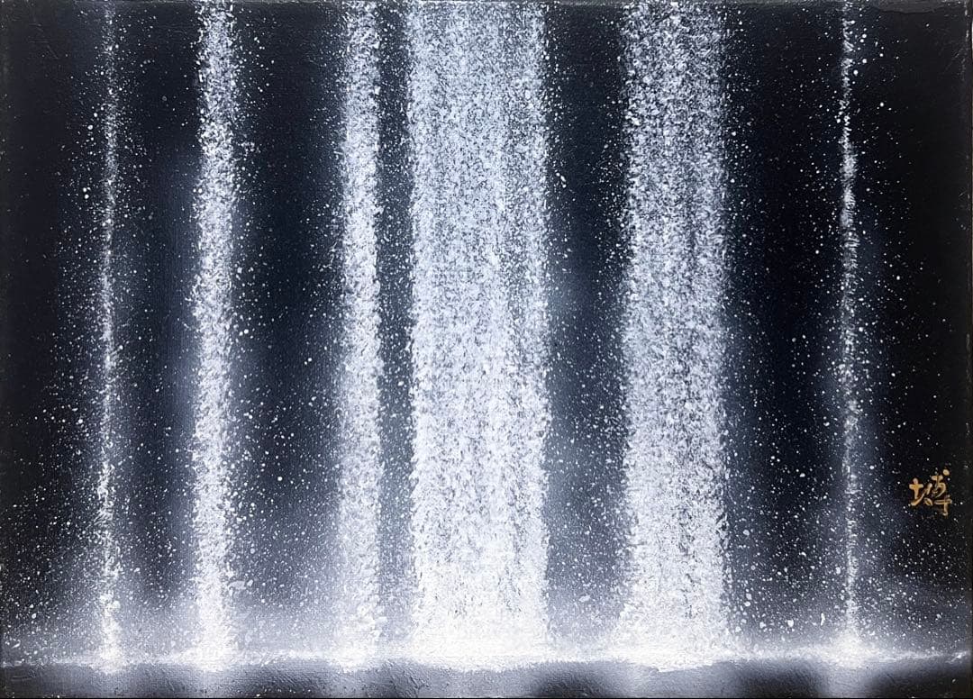 (F4号) 千住博【ウォーターフォール】肉筆/表サイン有り/裏シール有り