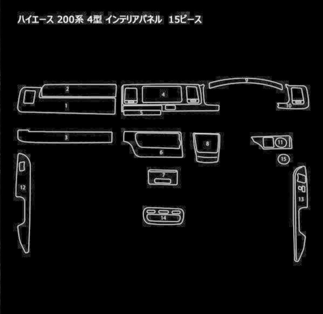 200系ハイエース S-GL　インテリアパネル　黒木目　マホガニー