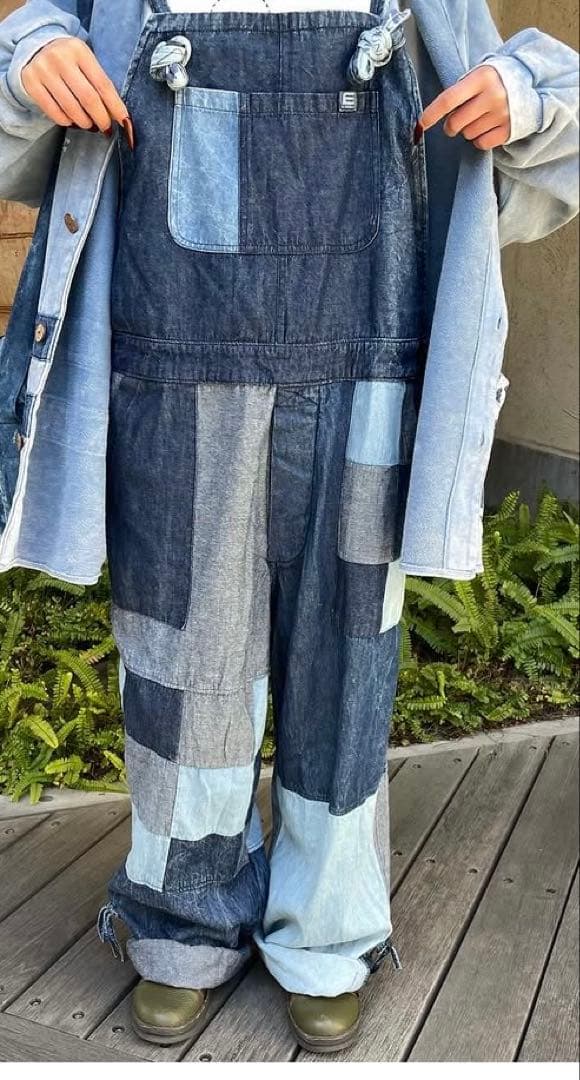 EL RODEO パッチワーク オーバーオール コットン ユニセックス ゆるだぼ