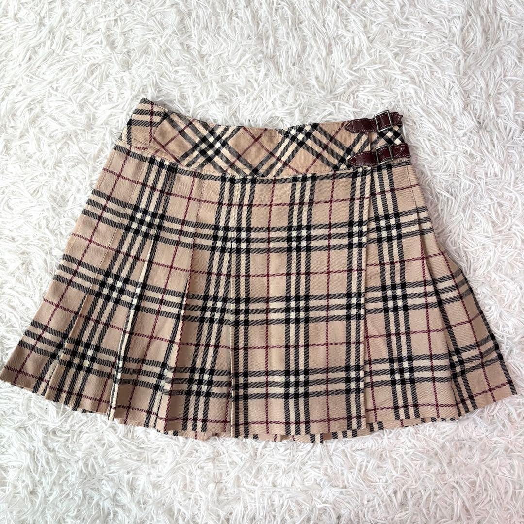 ✨美品✨バーバリーブルーレーベル ミニスカート ノバチェック プリーツ ベルト