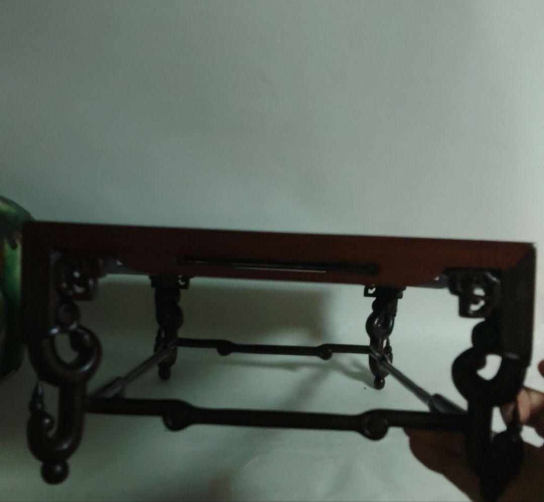 花台　中国美術 　古玩　唐木　平卓花台　中国　横幅約40cm　飾り台　煎茶道具