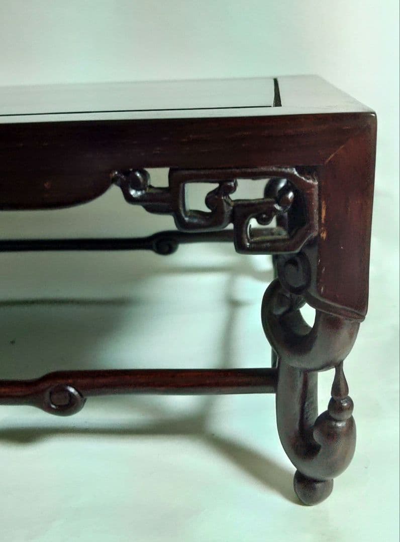 花台　中国美術 　古玩　唐木　平卓花台　中国　横幅約40cm　飾り台　煎茶道具