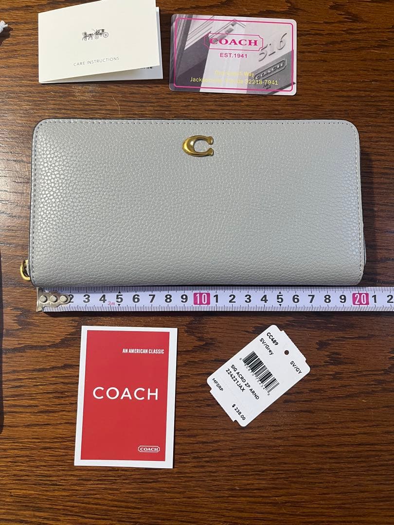 COACH 長財布 アコーディオン ジップ ウォレット グレー CC489