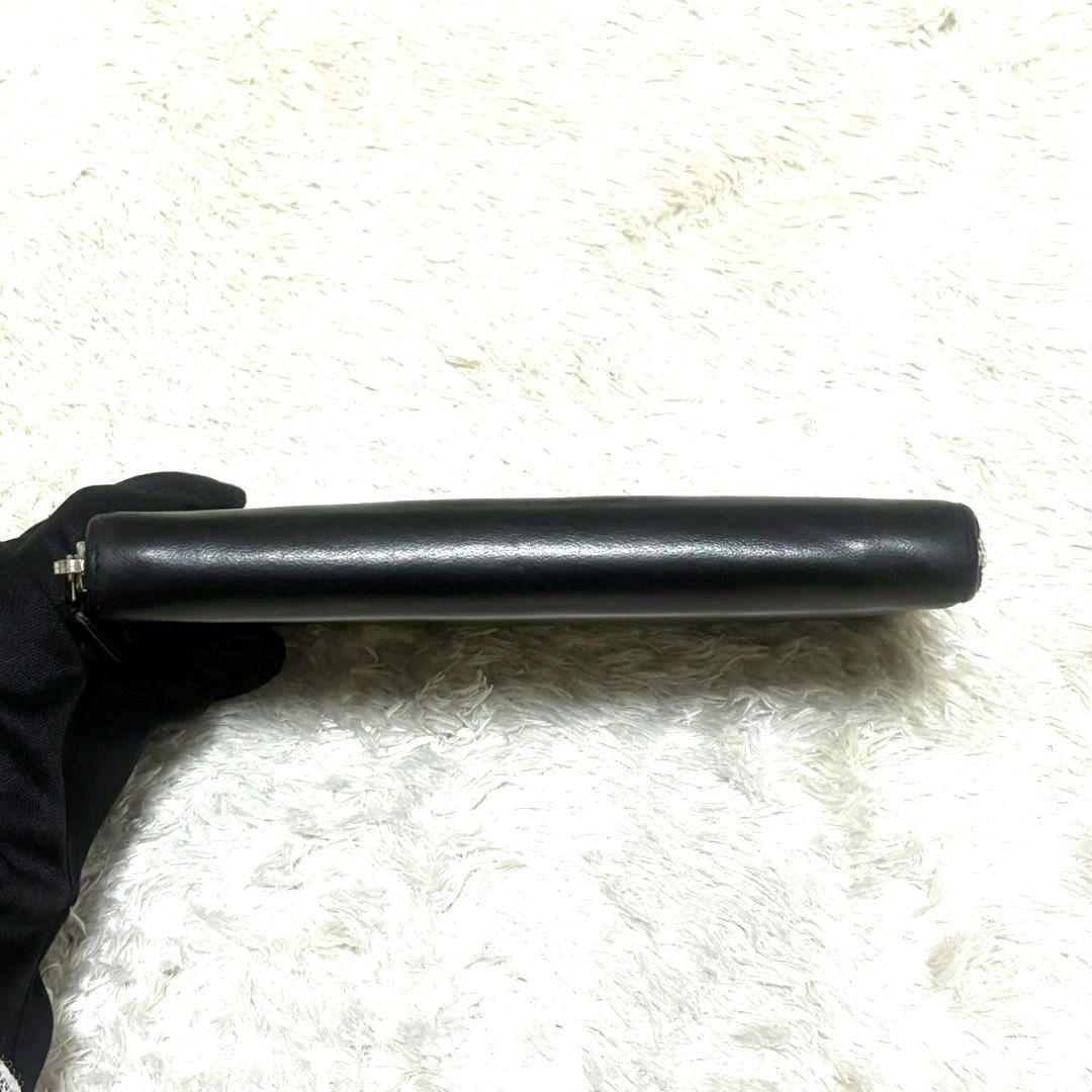 シャネル ラウンドファスナー 長財布 カーフスキン ココマーク ギャランティ付き