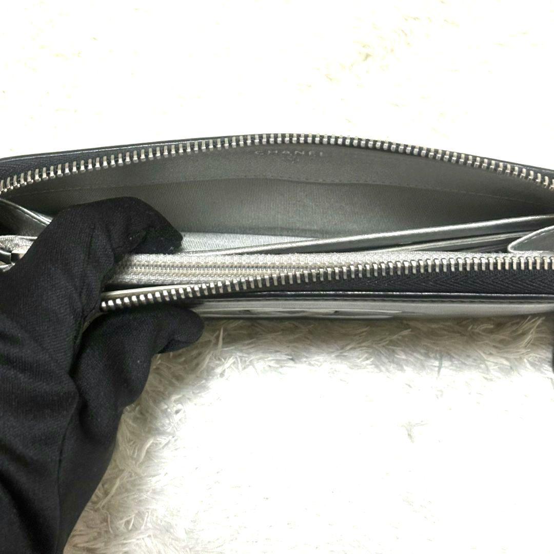 シャネル ラウンドファスナー 長財布 カーフスキン ココマーク ギャランティ付き