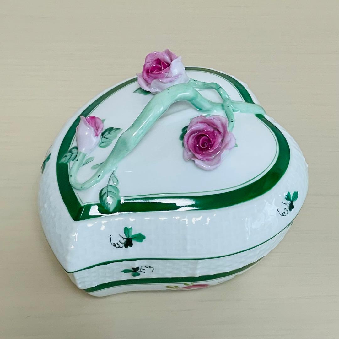 Herend ヘレンド ボンボニエール ウィーンの薔薇 ハート型 小物入れ