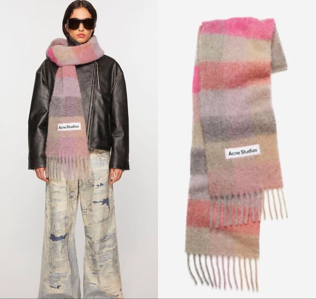 acne styudios モヘアチェック　マフラー　新品