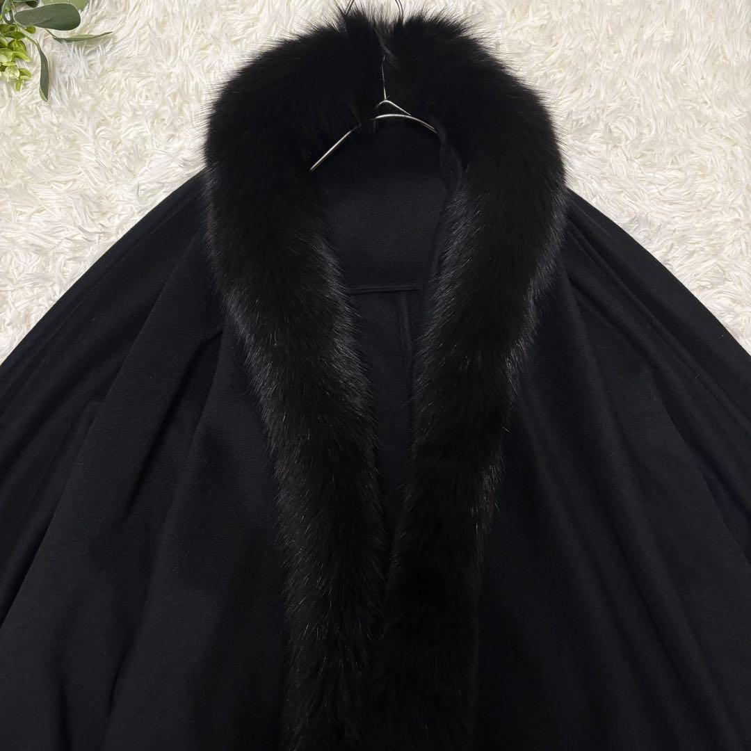 極美品 高級★カシミヤ100%コート フォックスファー リアルファー