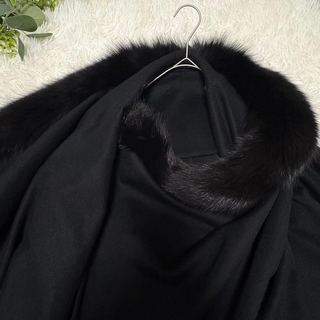 極美品 高級★カシミヤ100%コート フォックスファー リアルファー