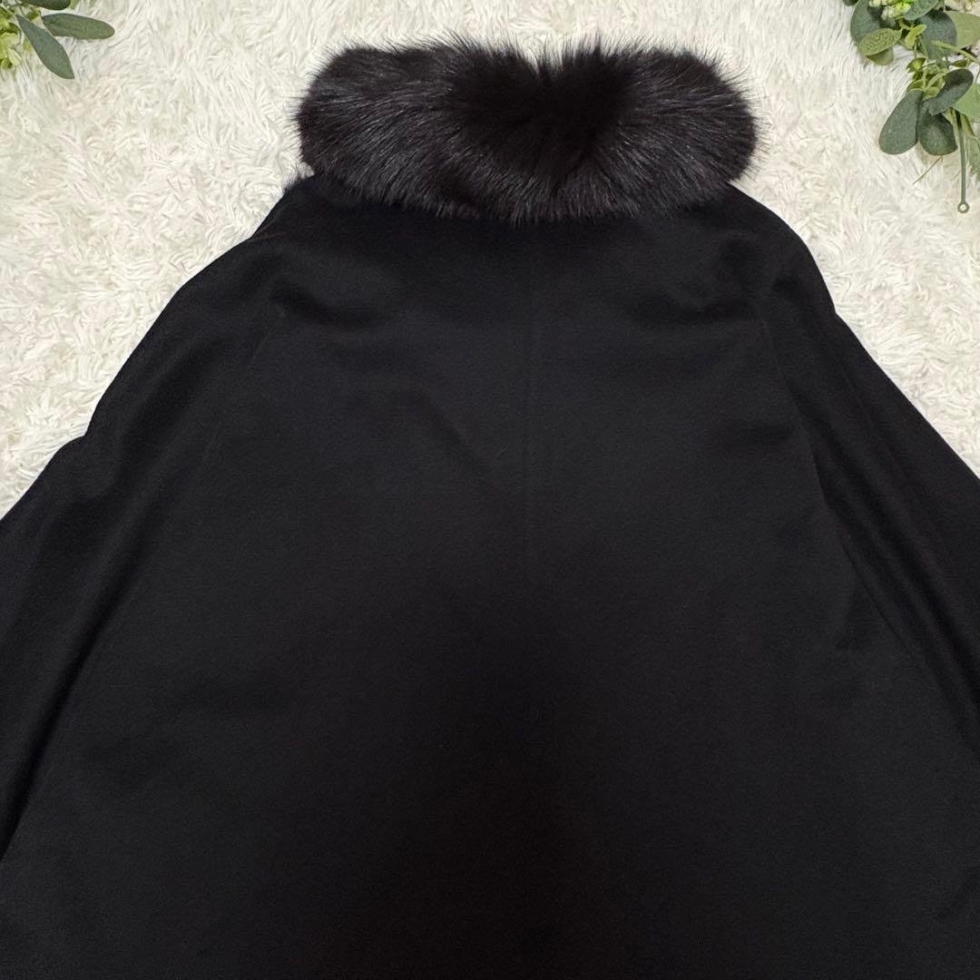 極美品 高級★カシミヤ100%コート フォックスファー リアルファー