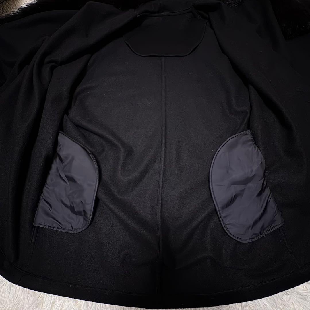 極美品 高級★カシミヤ100%コート フォックスファー リアルファー