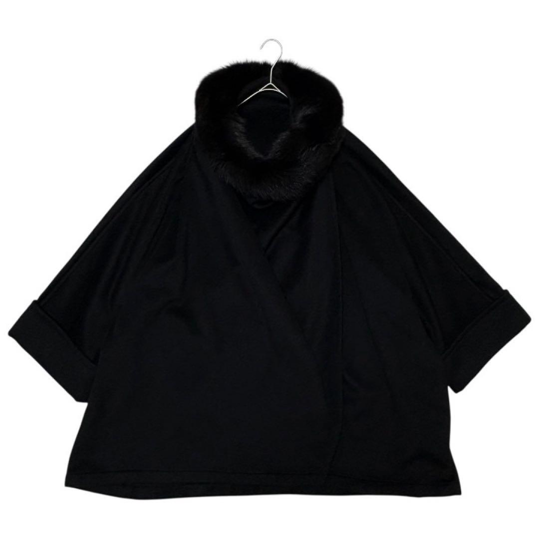 極美品 高級★カシミヤ100%コート フォックスファー リアルファー
