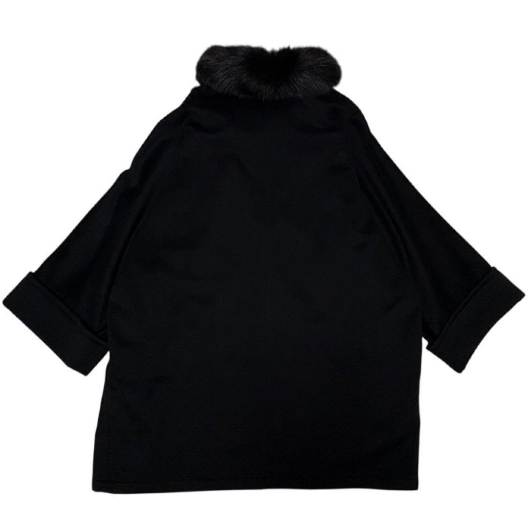極美品 高級★カシミヤ100%コート フォックスファー リアルファー