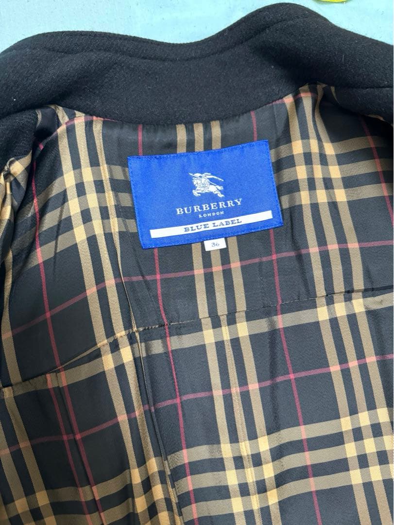 バーバリー ブルーレーベル　コート　ブラック　36 カシミヤ混