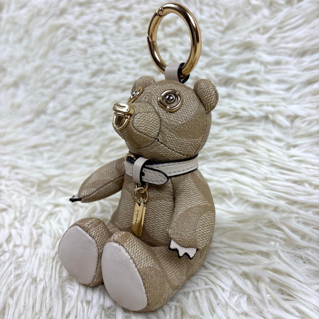 美品、コーチ、COACH、シグネチャー、ベア、チャーム、キンホルダー