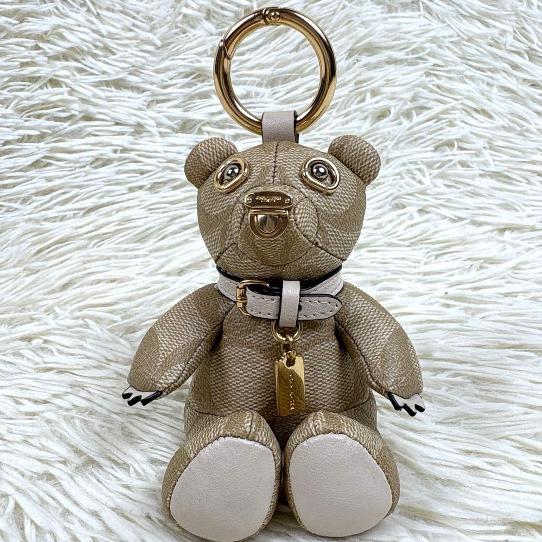 美品、コーチ、COACH、シグネチャー、ベア、チャーム、キンホルダー