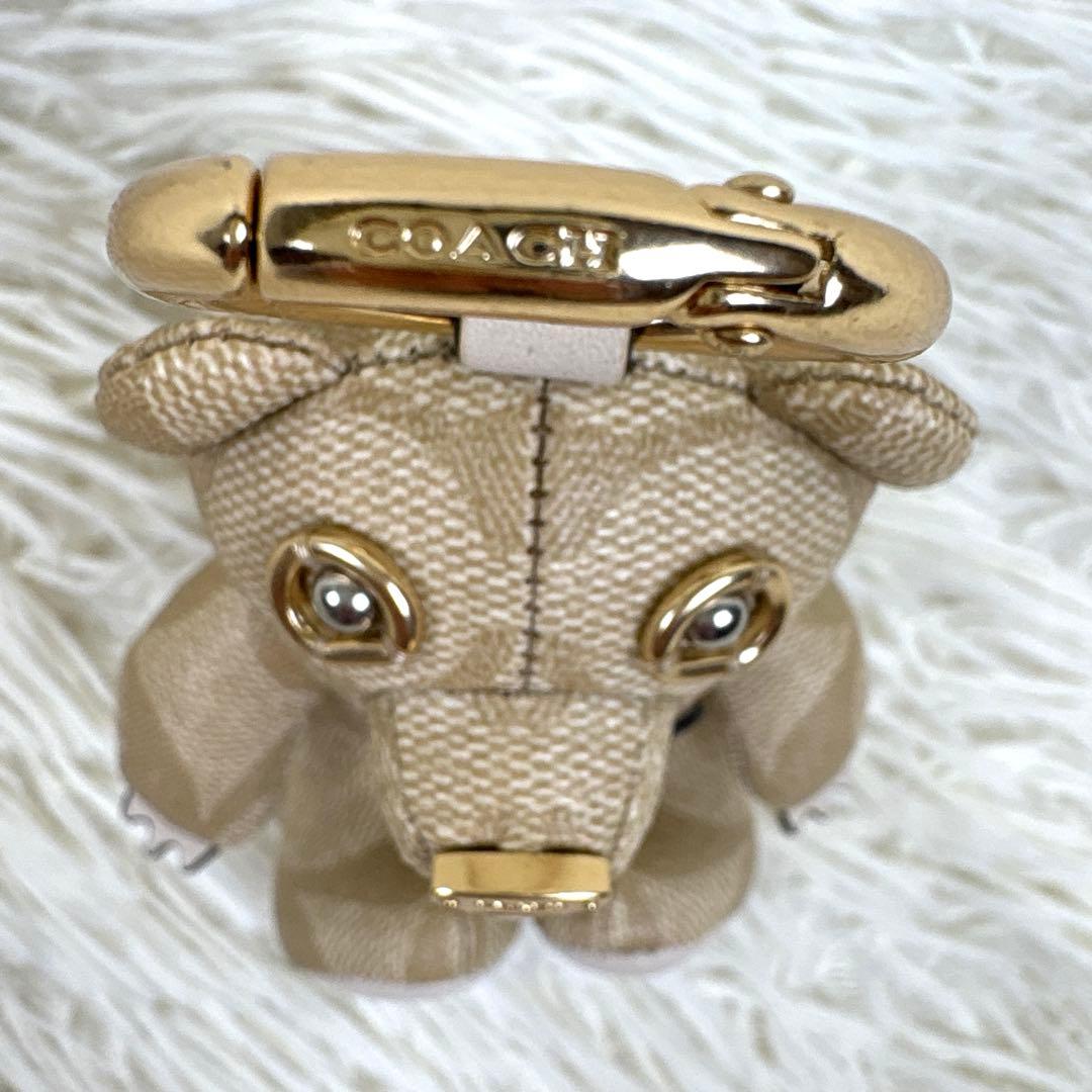 美品、コーチ、COACH、シグネチャー、ベア、チャーム、キンホルダー