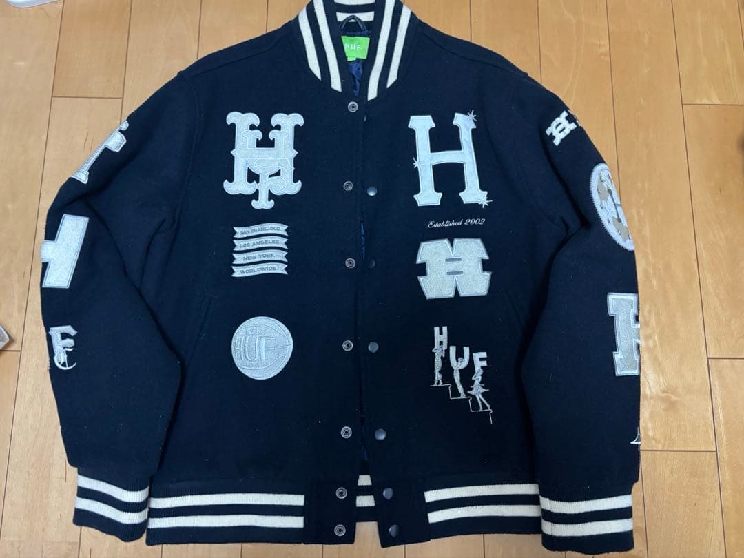 HUF 20周年 スタジャン フルデコスタジャン 刺繍ロゴ　Mサイズ