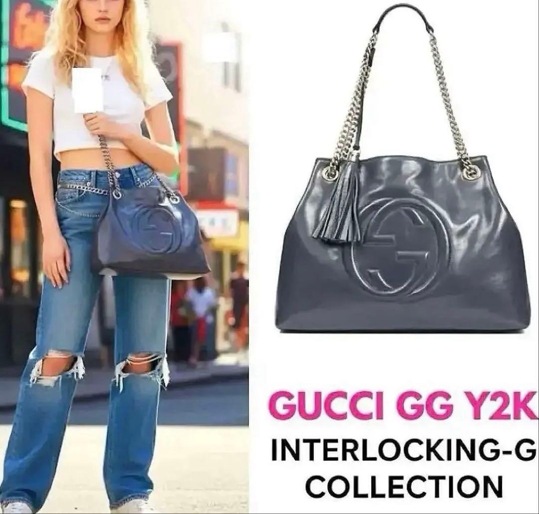 あ*み様 【GUCCI】y2k インターロッキングG leather bag ワ