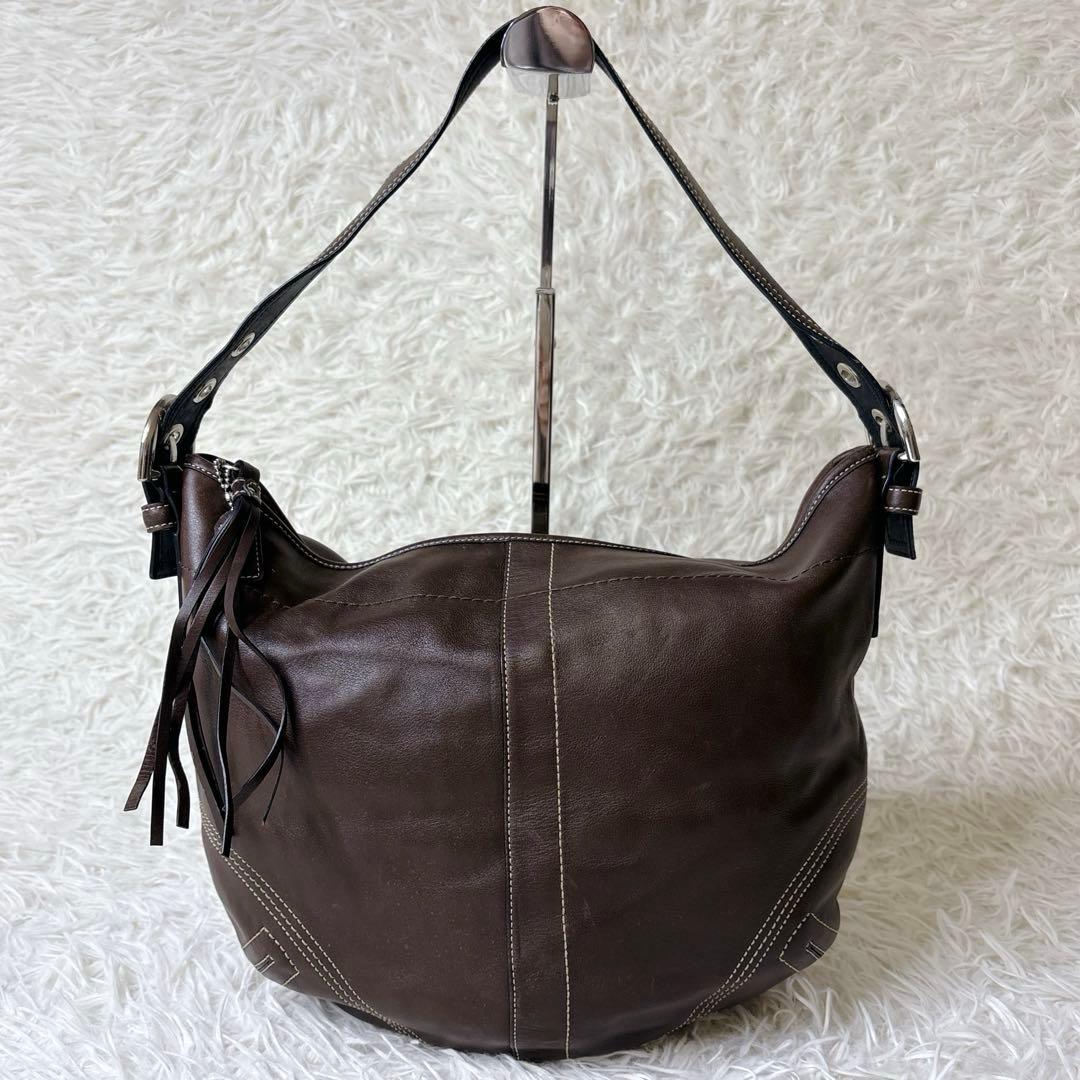 COACH ワンショルダーバッグ ホーボー ハーフムーン タッセル ブラウン